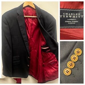 Charles Tyrwhitt Blazer Mens 42L Jermyn Street London Tailored Fit Wool Textured